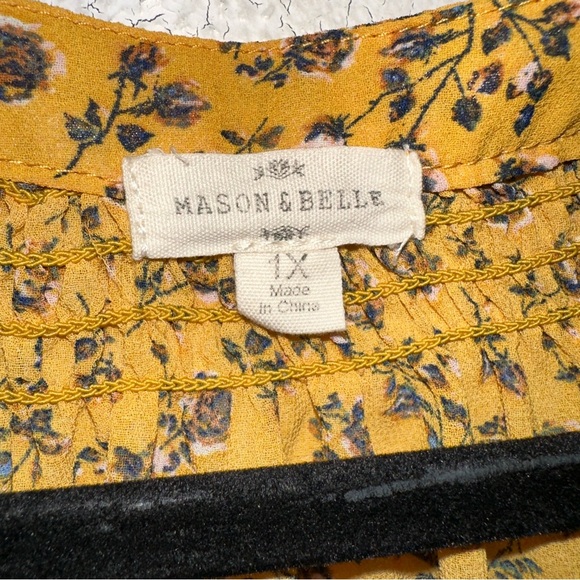 Mason & Belle Yellow Floral Embroidered Boho Blouse - Picture 3 of 7